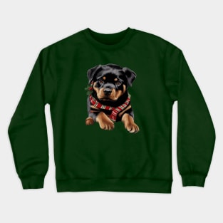 Xmas Rottweiler Dog Christmas Wearing A Scarf Crewneck Sweatshirt